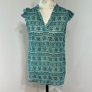 No Boundaries, Ladies M (7-9) elephant pattern teal high-low top